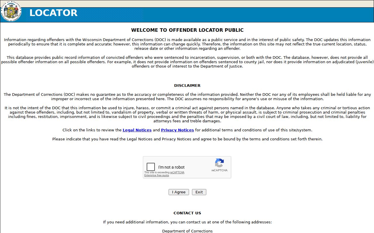 Wisconsin DOC locator for Lafayette County arrest custody follow-up