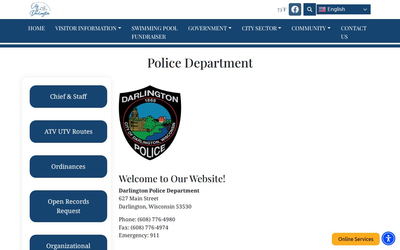 Darlington Police Department criminal records office in Lafayette County