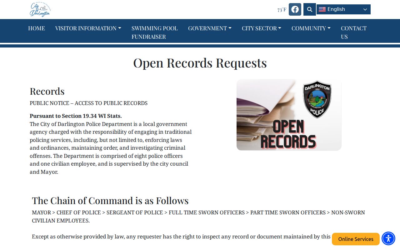 Darlington Police open records request information for criminal history