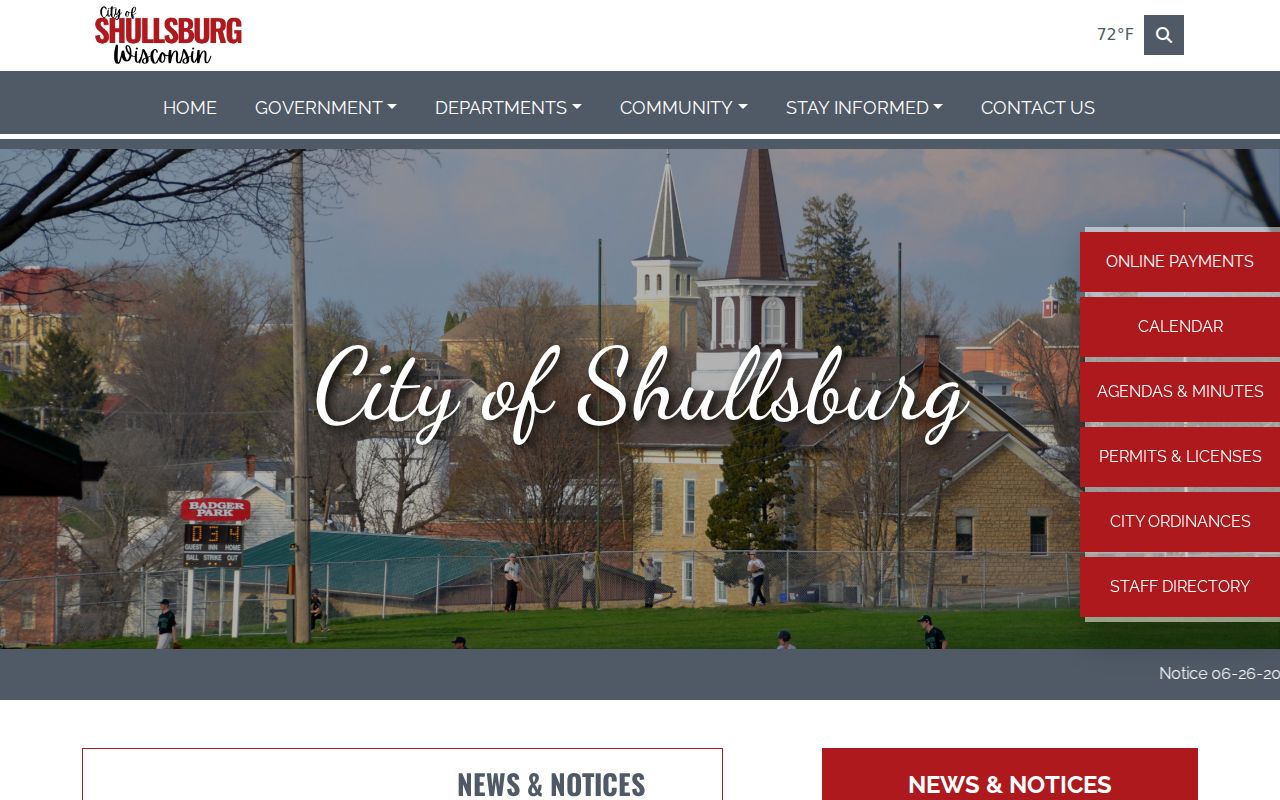 City of Shullsburg civic center and criminal records starting point