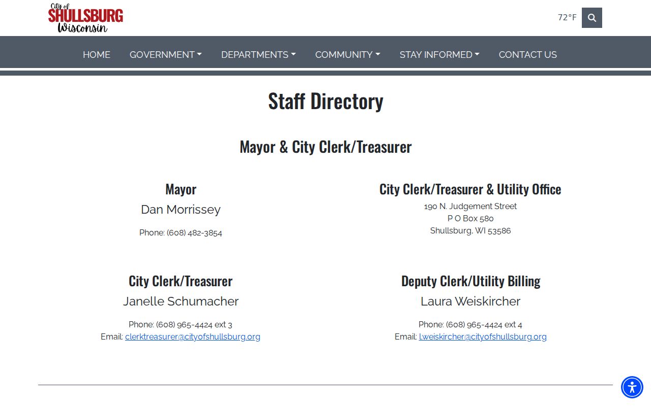 Shullsburg staff and police records contacts in Lafayette County