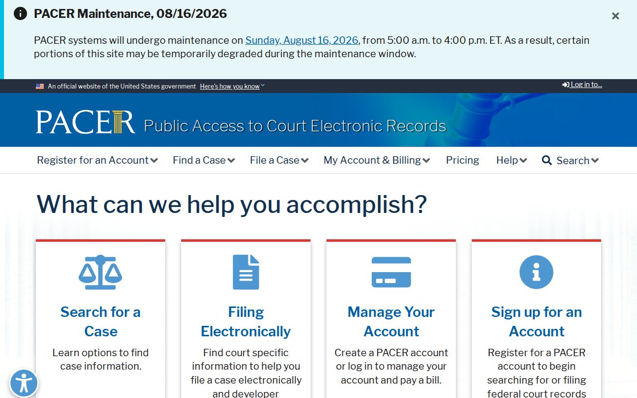 PACER federal criminal record search for cases affecting Lafayette County