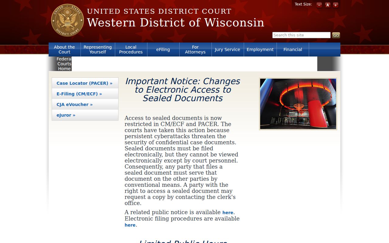 Western District of Wisconsin federal criminal records for Lafayette County