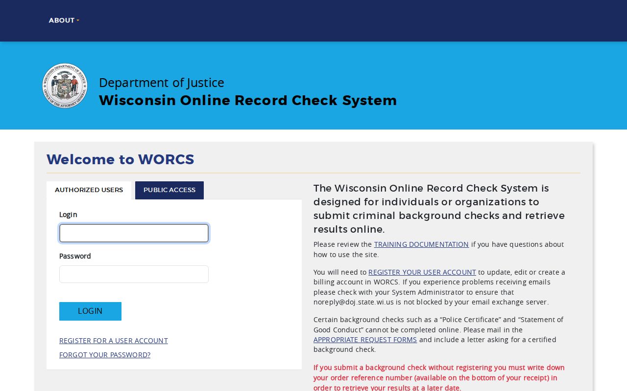 Lafayette County criminal history search through the Wisconsin WORCS portal